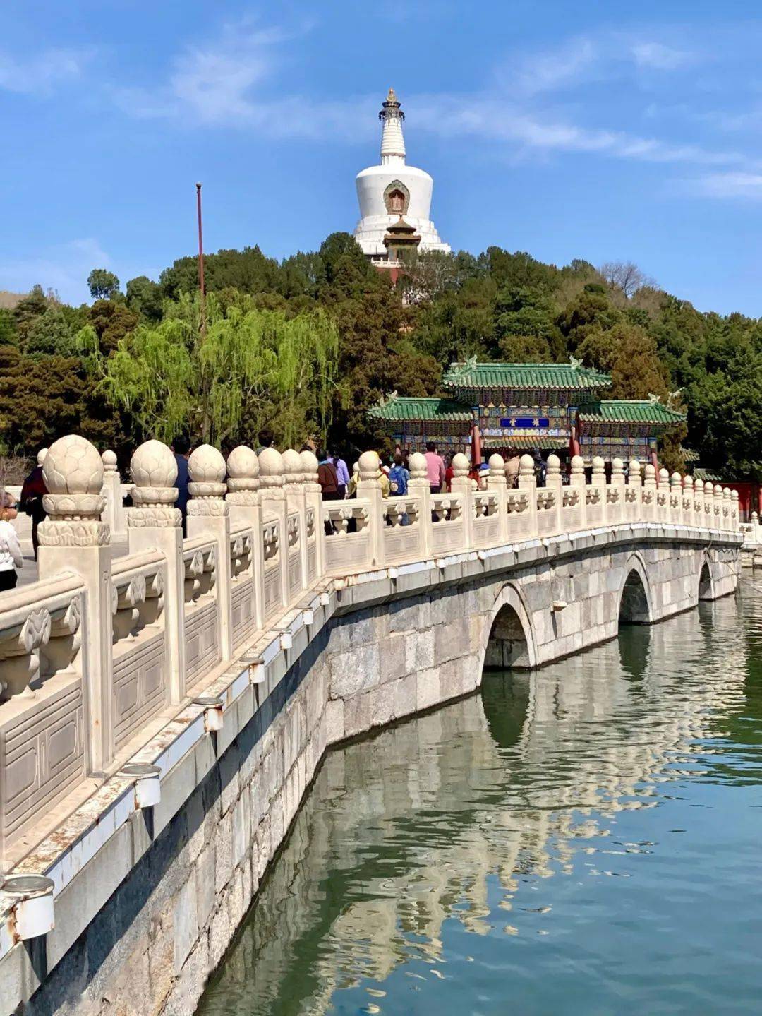 nikon d810【拍摄心得】:白塔是北海公园的象征,站在连拱石桥拍白塔