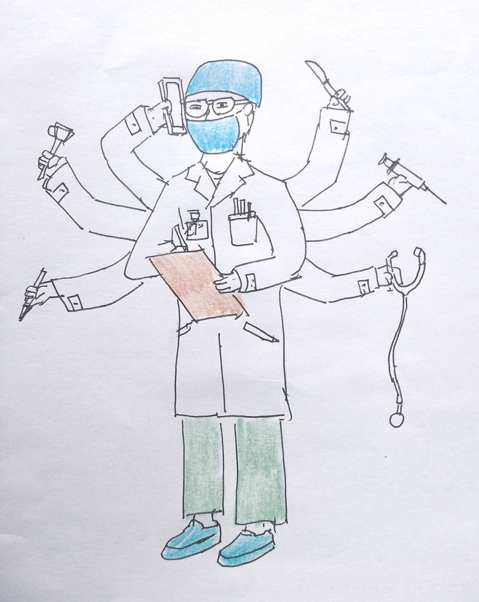 核酸检测医生简笔画图片