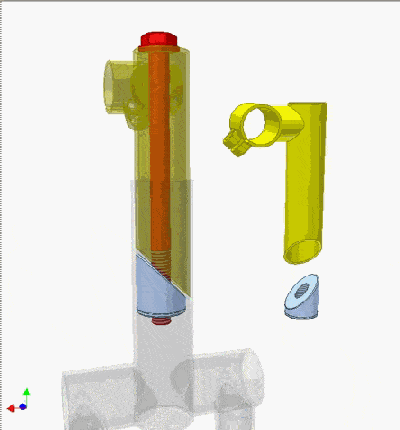 楔形机构18通过移动橙色楔形来调整绿色滑块和跑道之间的间隙.