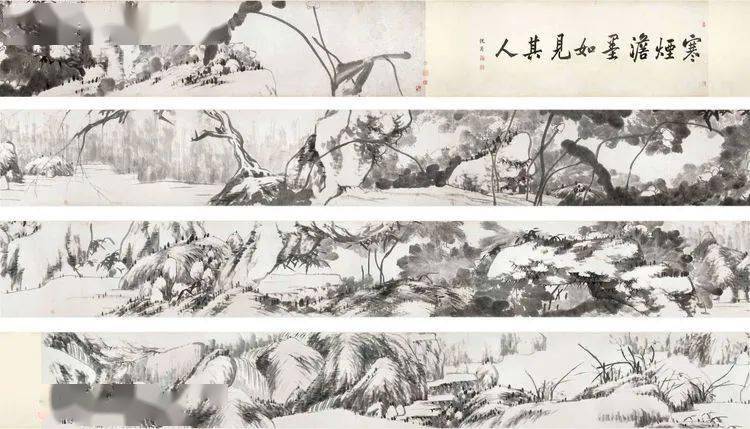 罕见八大山人13米国画长卷荷画图