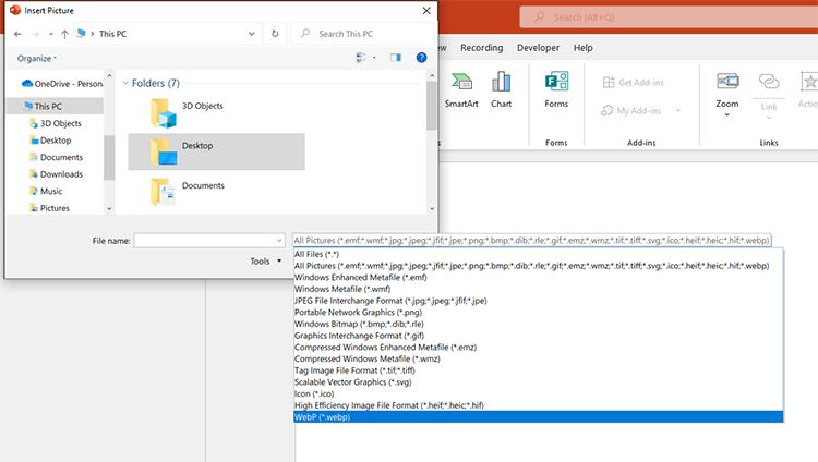微软Office Build 14326.20004更新后新增WebP图像格式支持
