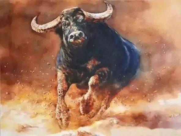 他的水彩画带有浪漫主义气质,以写实技法为主,擅用细腻的笔法刻画物像