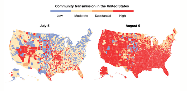 疫苗|美国，几乎全红了！