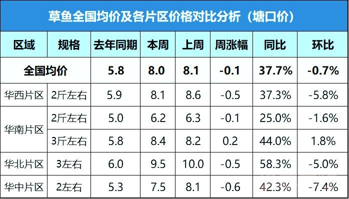 5元!8月17日草鱼报价