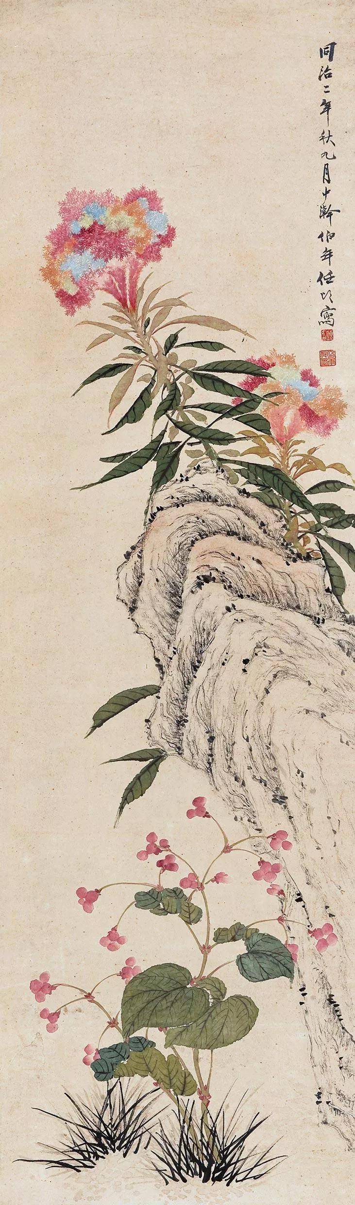 任伯年 花鳥任伯年 花鳥任伯年 牡丹雞石圖任伯年 《牡丹》1880年 148