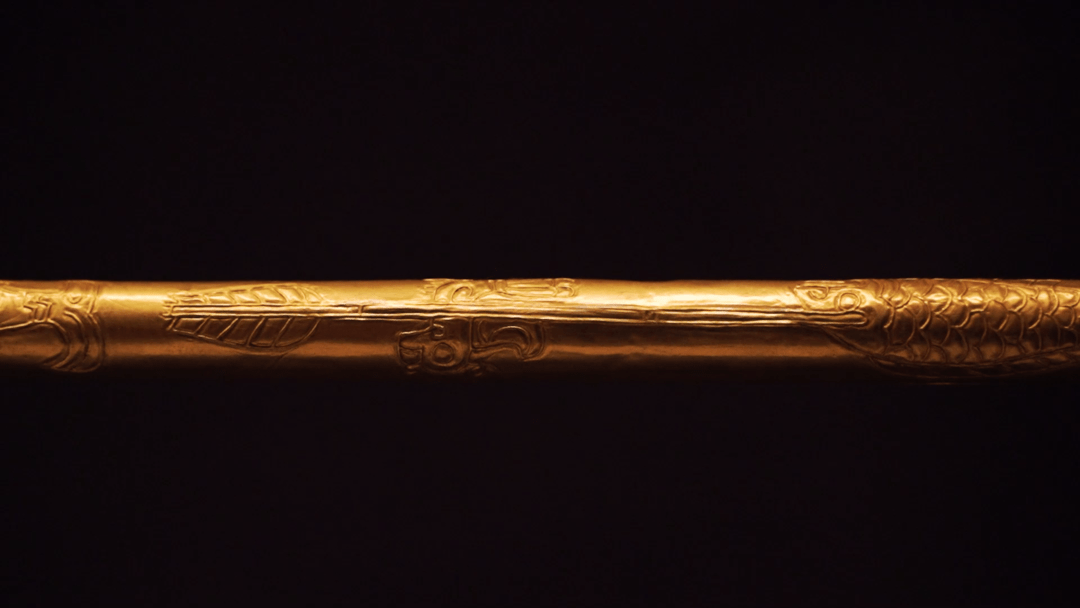 up主才浅制作三星堆黄金面具后又制作出金杖原来的模样