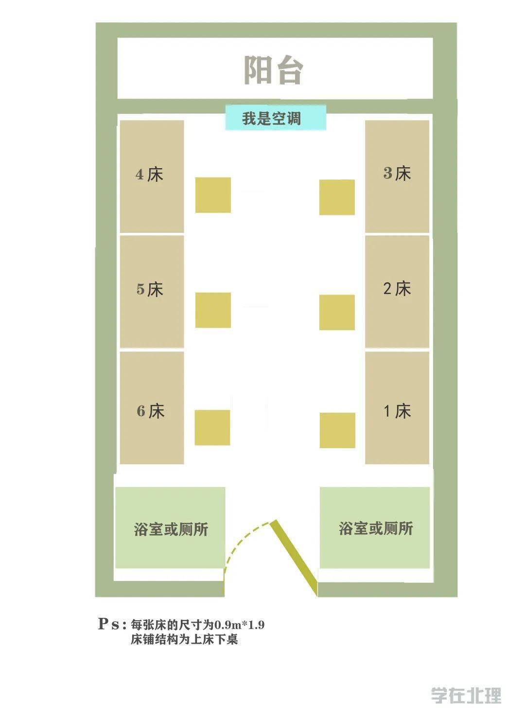 四人宿舍设计平面图图片