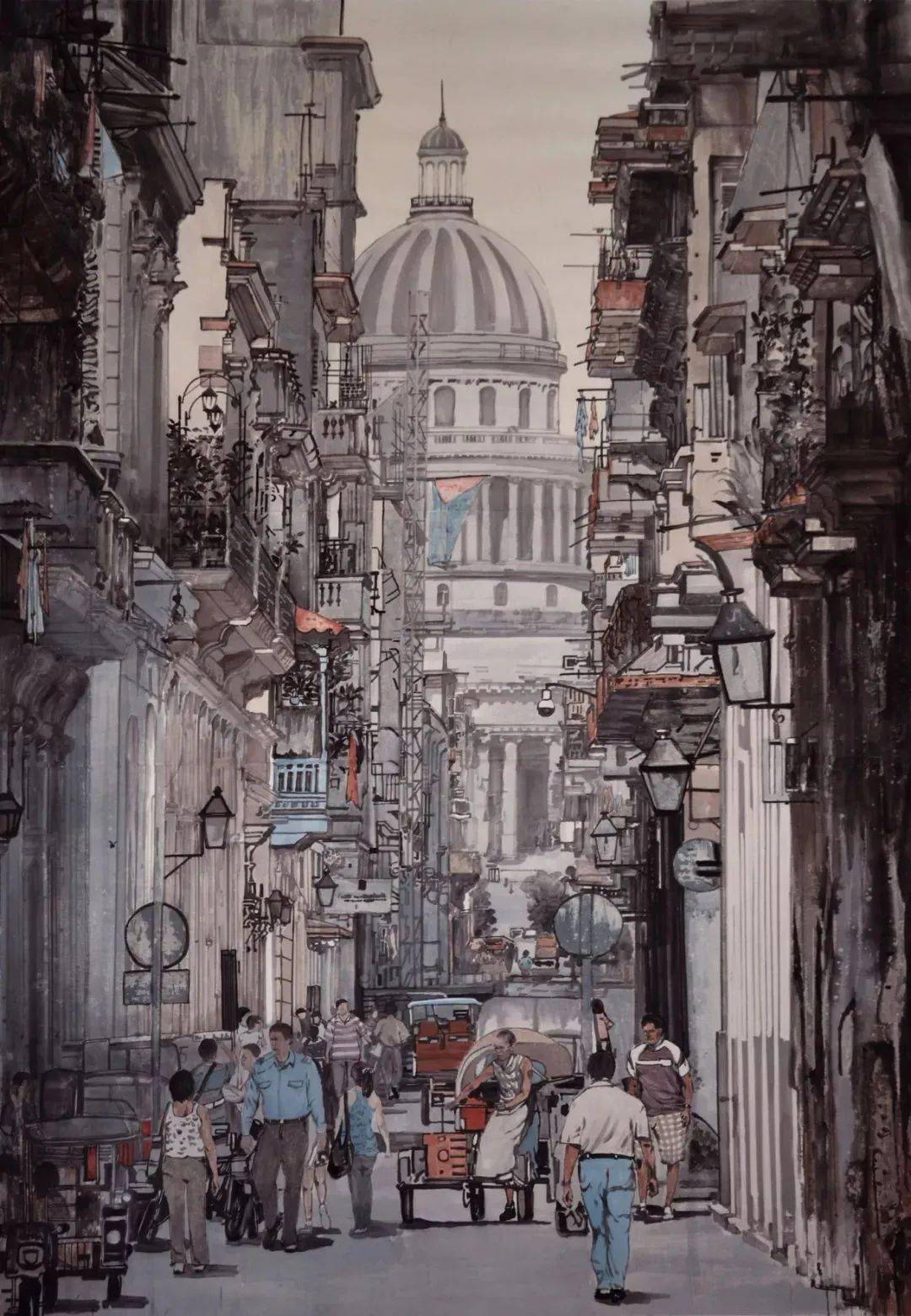 纯水墨都市街景一种特别的审美效果