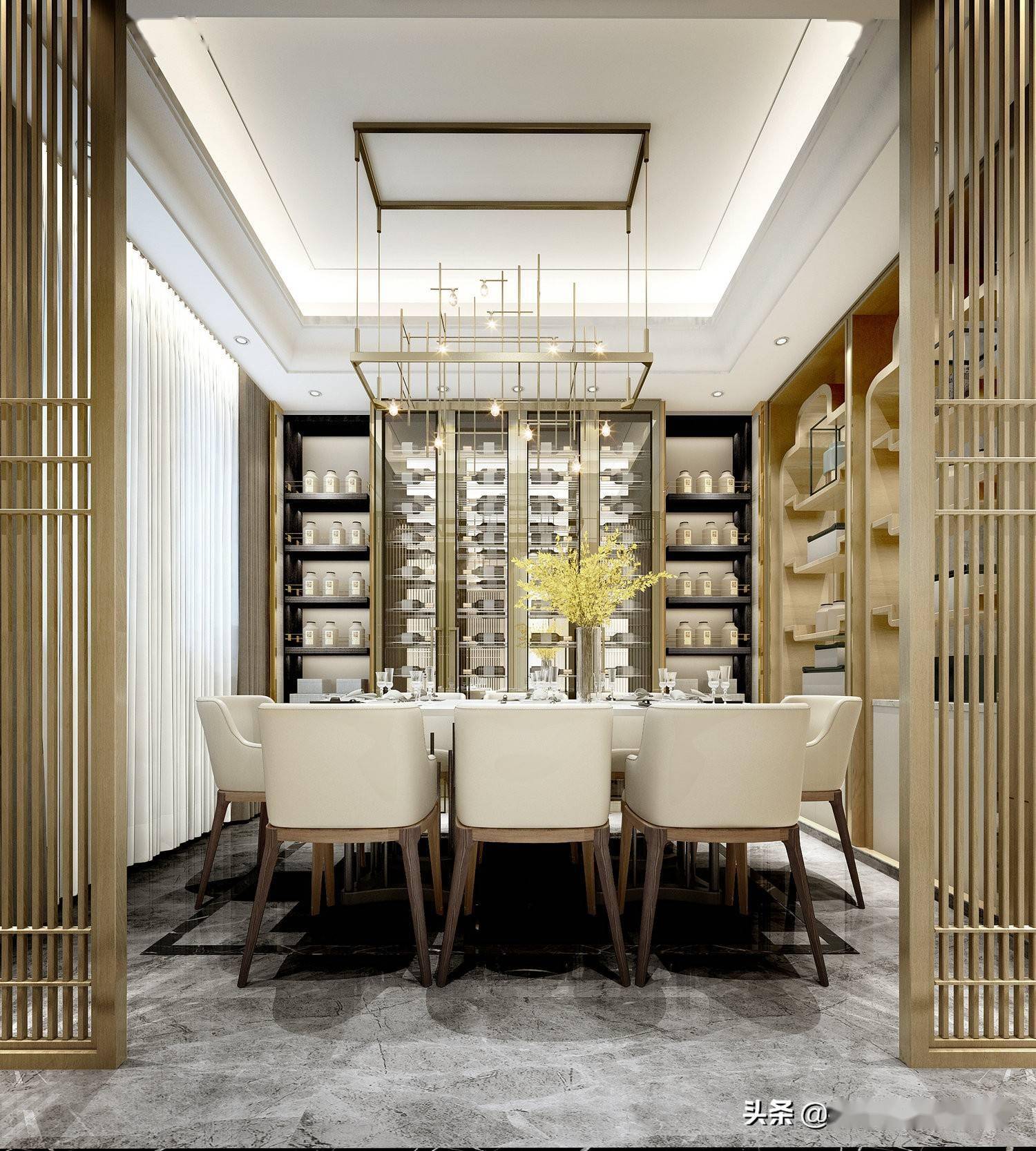 新中式别墅室内装修设计cad施工图纸3d模型效果图儒雅禅意