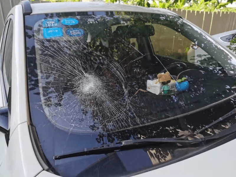 前后挡风玻璃全敲烂佛山一醉汉连砸26辆车