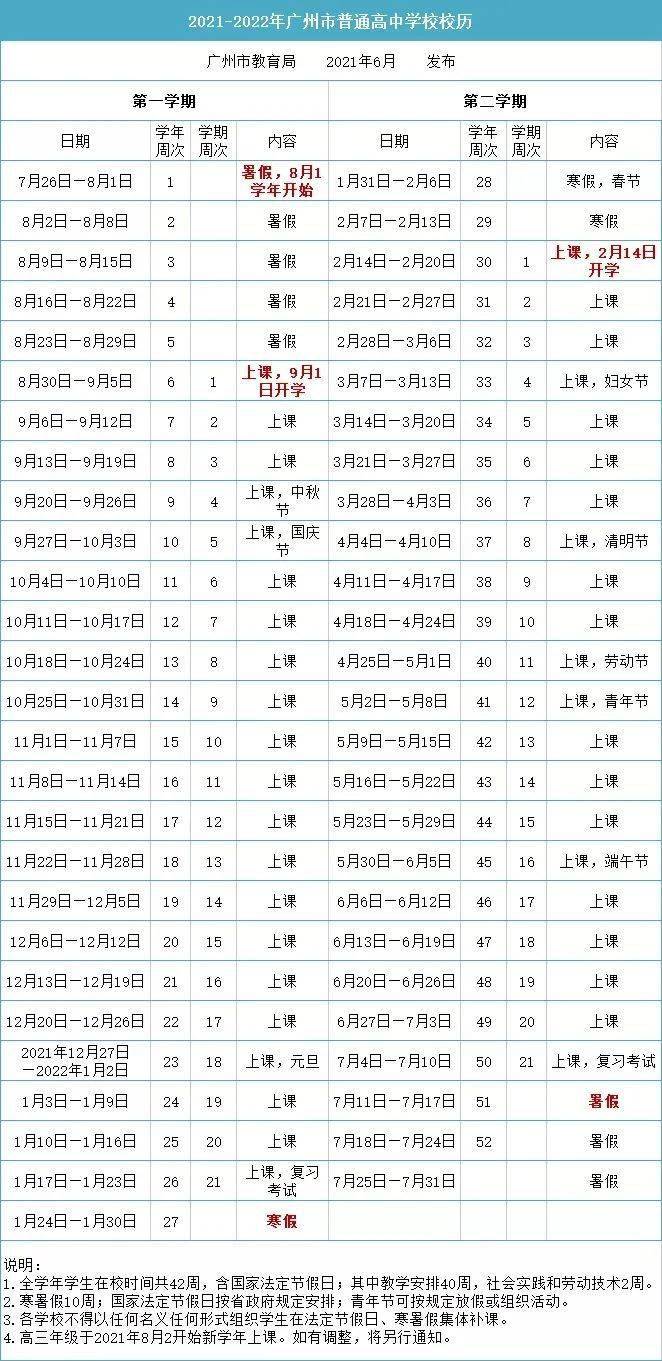 開學倒計時廣州中小學20212022學年校歷出爐