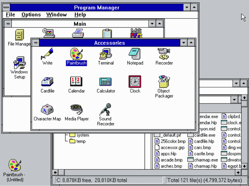 windows 3.1 界面從 ui 的角度看,仍是有許多不同的.