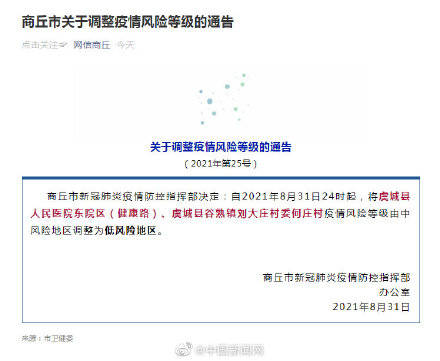 两地|河南商丘两地降为低风险