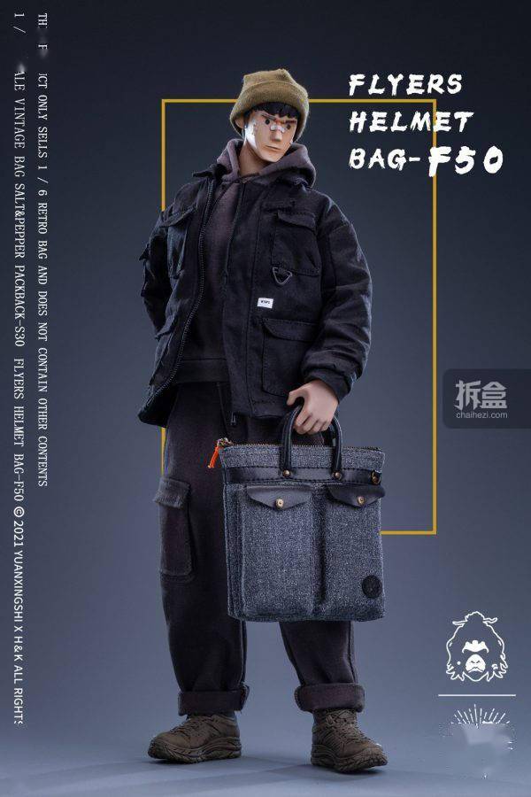 蜡布|猿行师 1/6 F50头盔包 S30复古双肩包 潮流兵人人偶配件