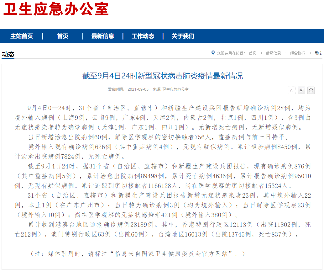 截至9月5日0时我省新型冠状病毒肺炎疫情最新情况 病例