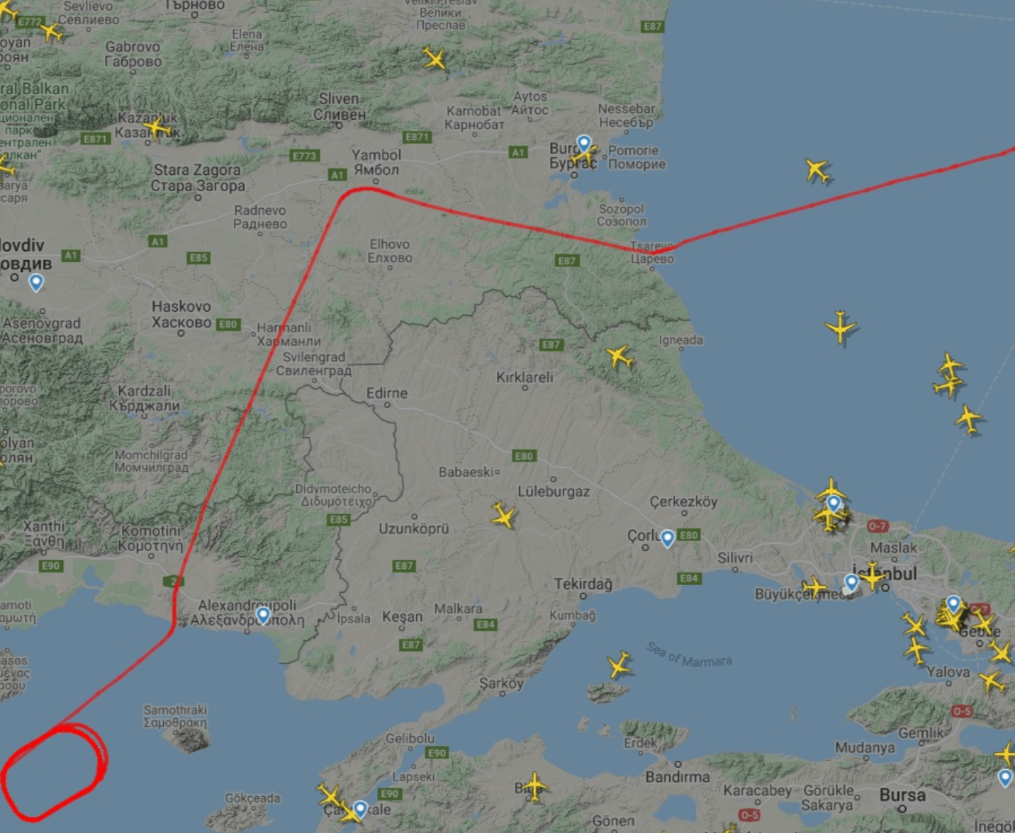 全球鹰航迹 图源:flightradar24