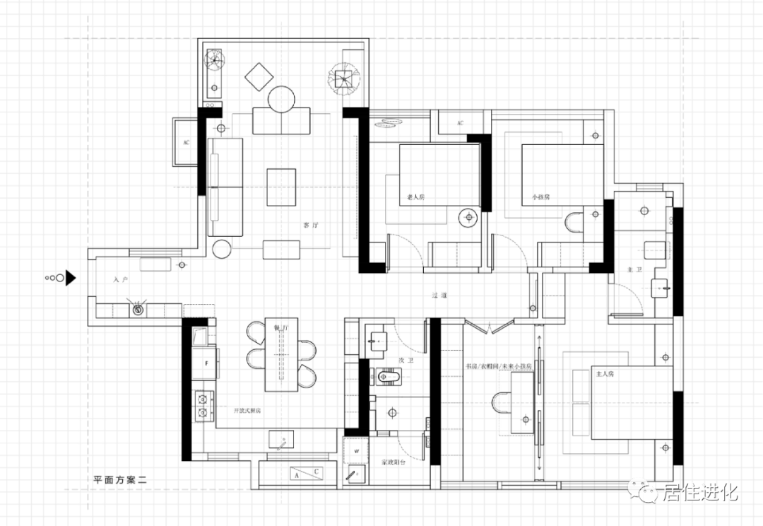 116㎡四房户型的细节改造