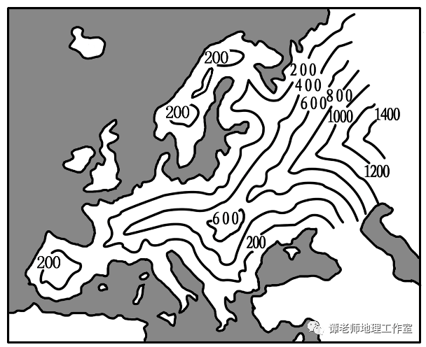 (4)海岸线曲折:世界上最曲折的大洲,很多地区离海较近(如下图),多半岛