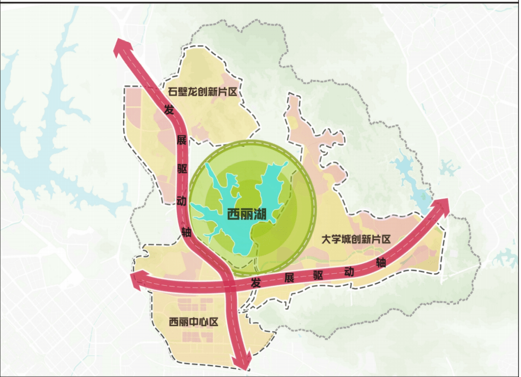 香港大學(深圳)選址的南山區石壁龍片區,位於西麗湖國際科教城.