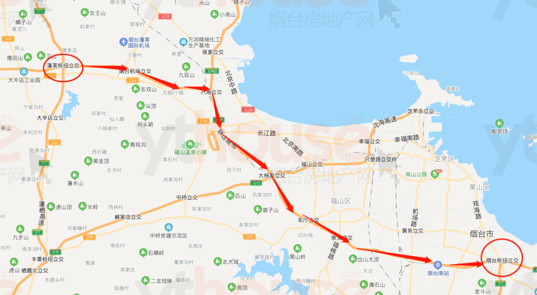 潍烟高铁及莱荣高铁将于2024年通车,烟台南站也将在通车后扩建,荣乌