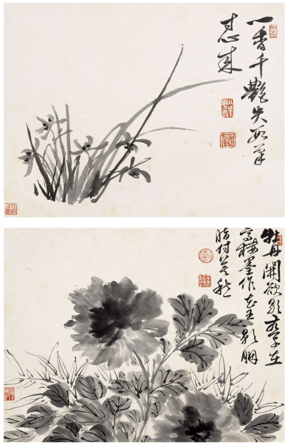 陳半丁 花卉雙幅 咫尺之间花草精神：陈半丁花卉册页赏析_风格