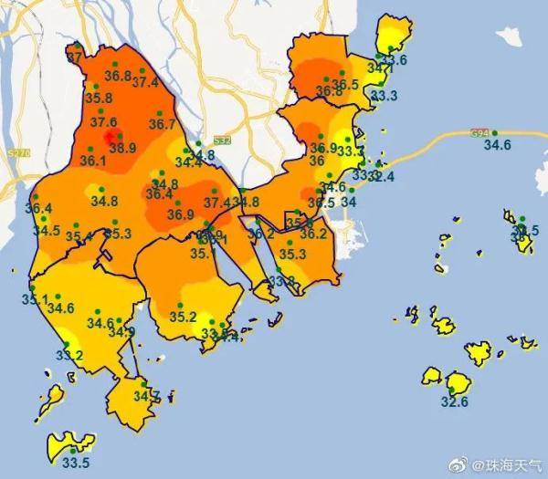 珠海有地方温度达到了 38℃!