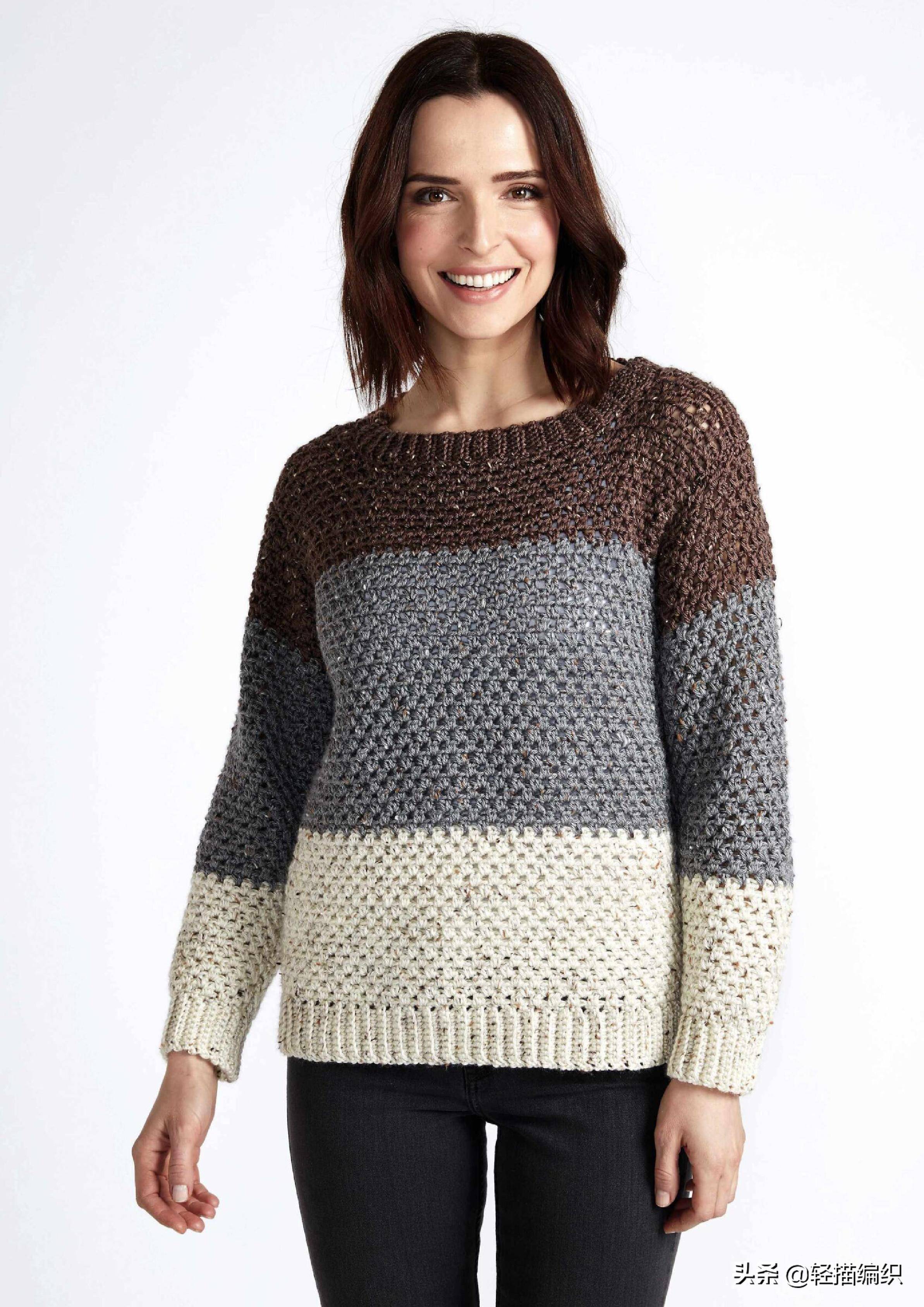 套衫和斗篷,拼色编织,花样精致,喜欢亲子装的斗篷