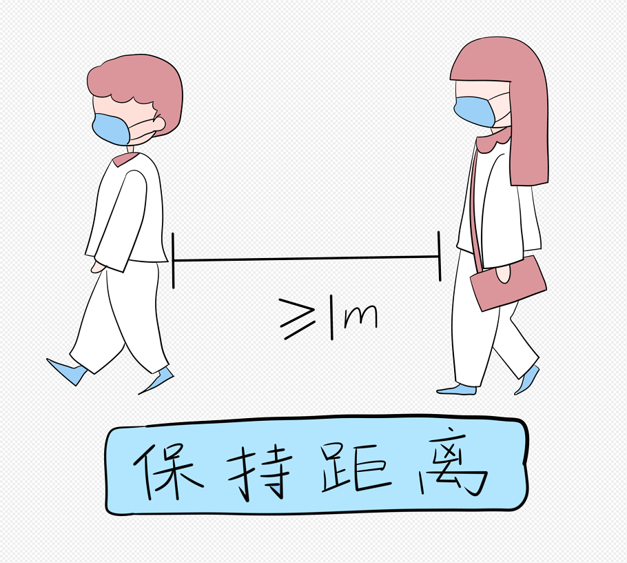 1米距离防疫图卡通图图片