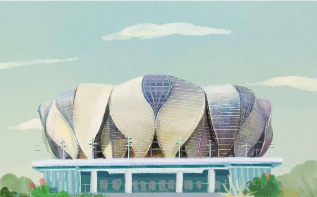 杭州亚运会场馆手绘图片