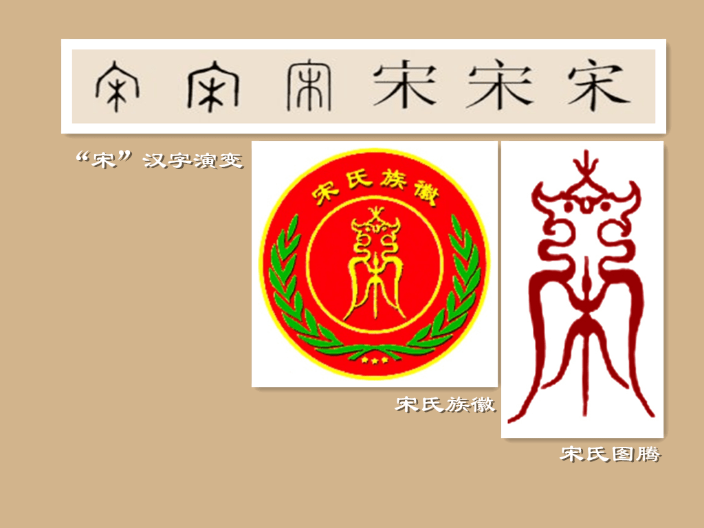 宋氏图腾以祖先发明并继承建木晷天来标识,以宋字鸟篆字型为蓝本