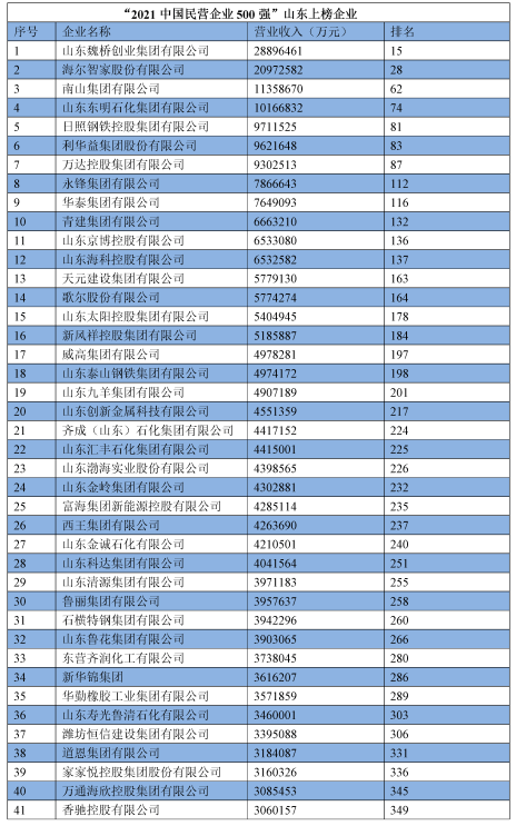 山東民營企業(yè)500強(qiáng)全部名單大全有哪些？山東魏橋創(chuàng)業(yè)集團(tuán)有限公司員工數(shù)量多(圖11)