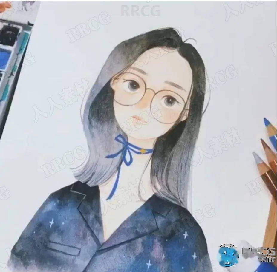 小清新精緻知性美女人物頭像手繪原畫插畫集_人人