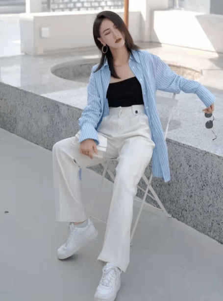 白色阔腿裤就要这样搭配显高显瘦还时尚