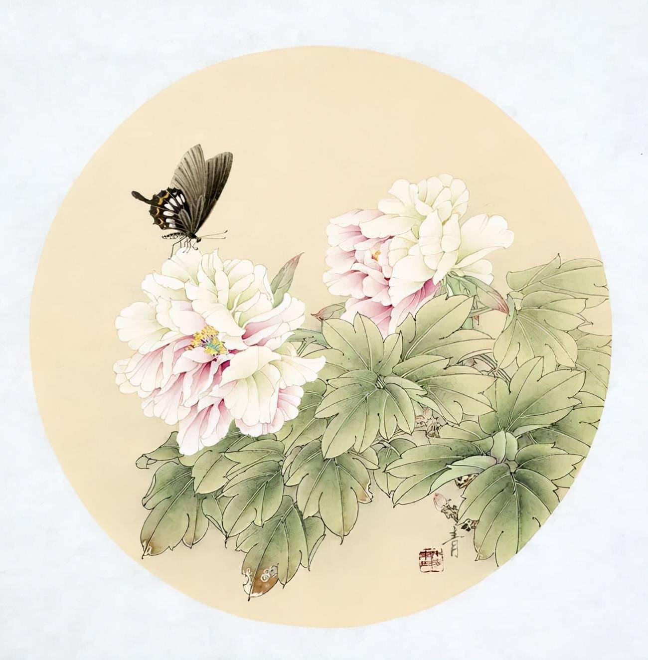 且向花间留新照陈禾青工笔花鸟画