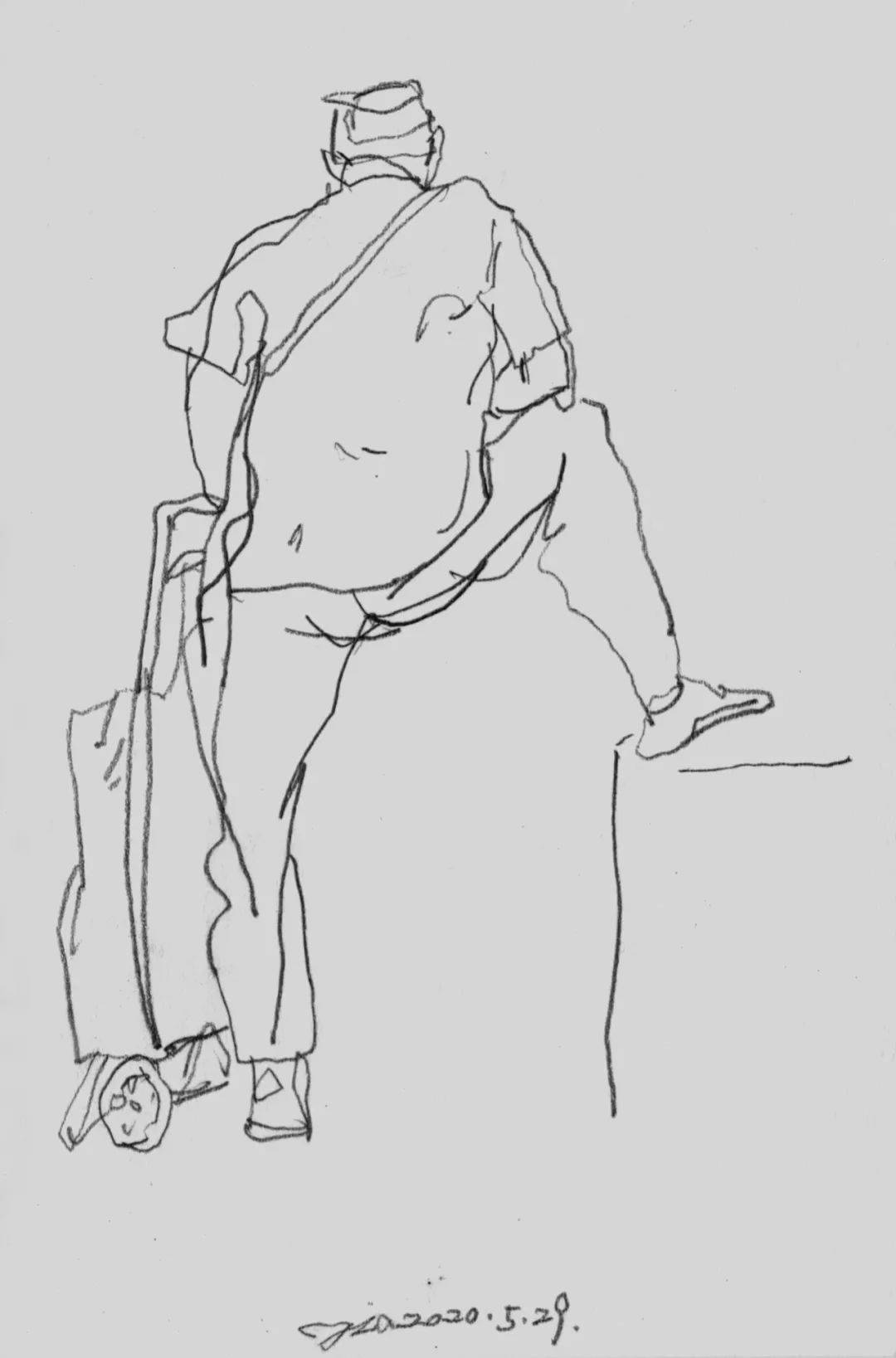 西安美术学院教授张元稼生活速写