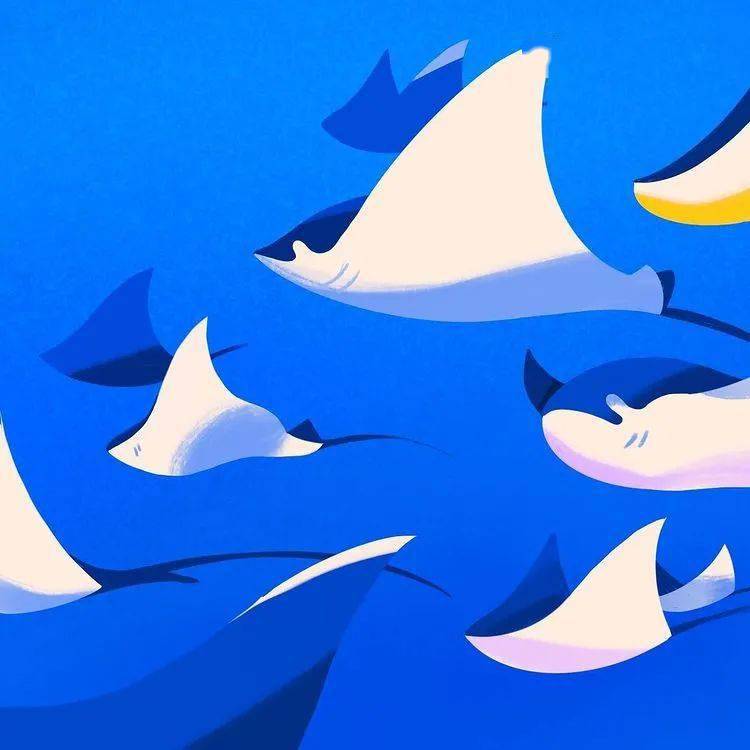 大胆的蓝色调插画