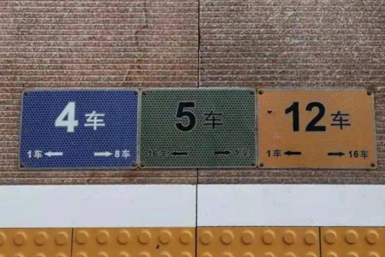 车厢方向火车站台的地面上有很多地标所乘车厢的停靠位置为了方便旅客