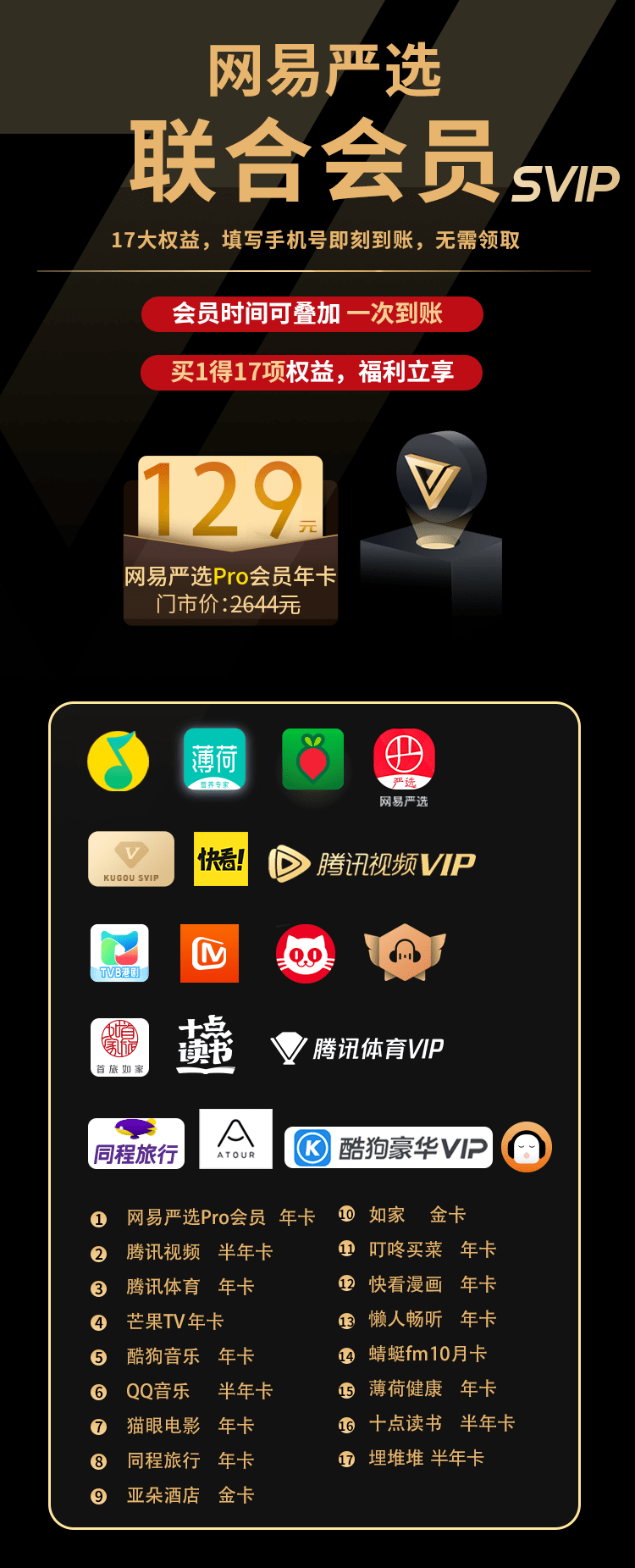 【买1得17·网易严选pro会员年卡】129元享价值2644元17项权利福利!