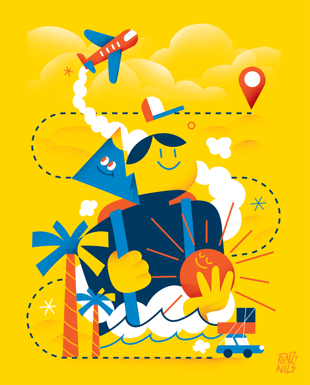 意大利插画师fonzynils的图形插画太有趣味啦贼好看