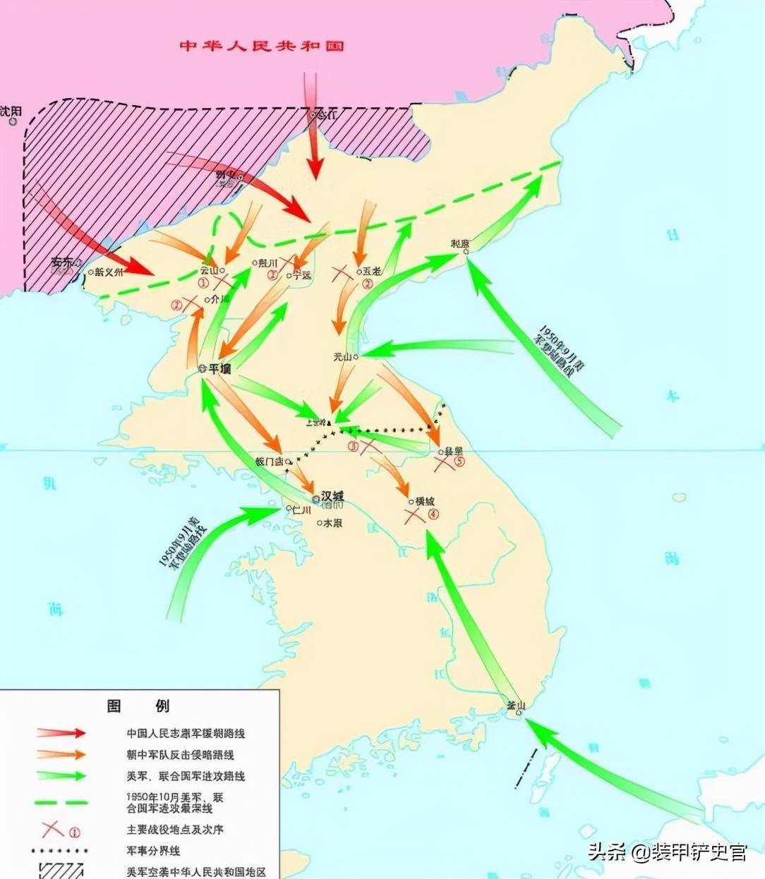 美国五星上将麦克阿瑟亲自指挥美第十军7万余人,发动了仁川登陆战役