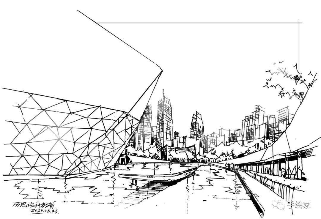 广州大剧院速写297mm×210mm▲广州图书馆速写297mm×210mm▲闯统