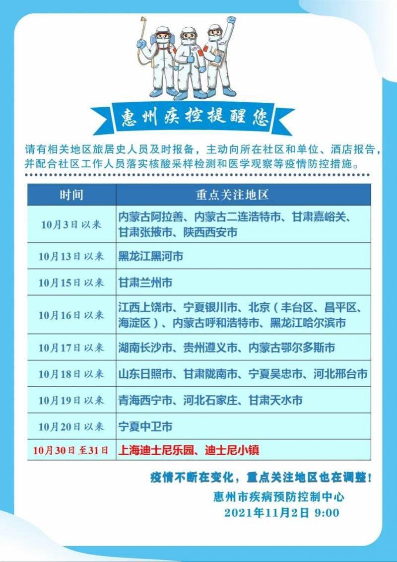 社区|惠州疾控发布健康提醒 多地区来惠需及时报备同时核酸检测