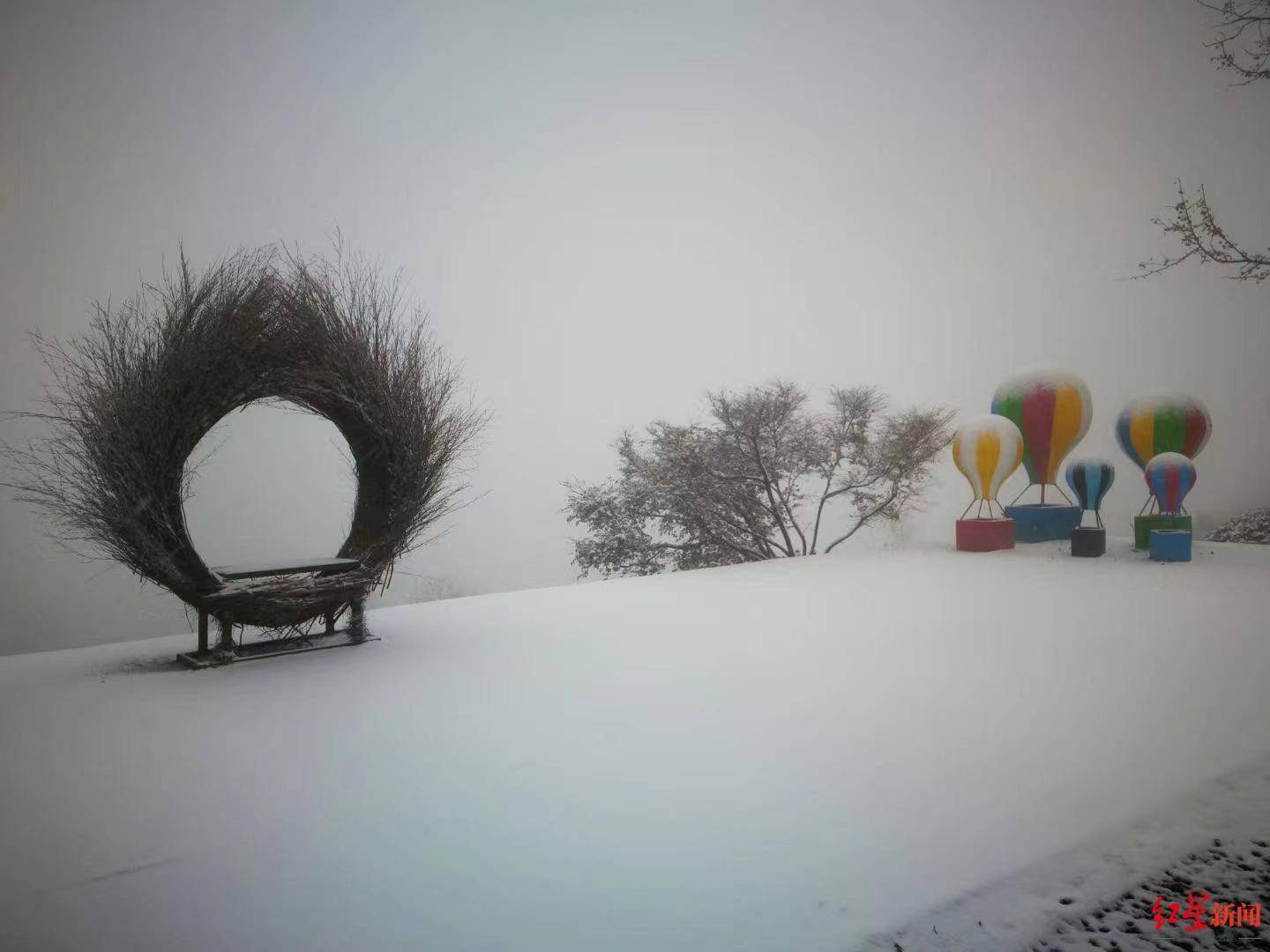 立冬！四川什邡这个地方迎来入冬第一场雪，一边赏雪一边看红叶 -6park.com