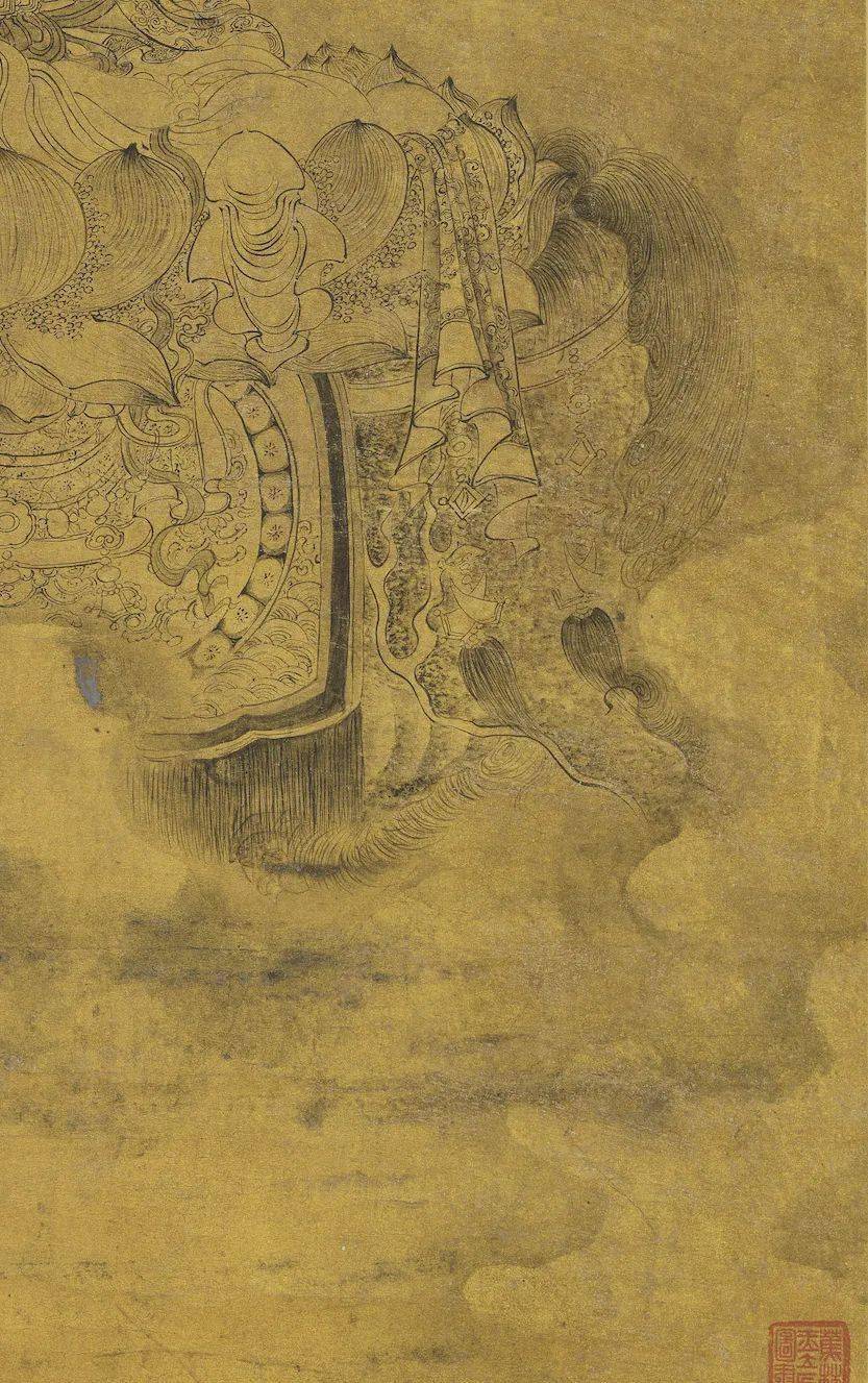 赏画元代张渥十六臂大士像