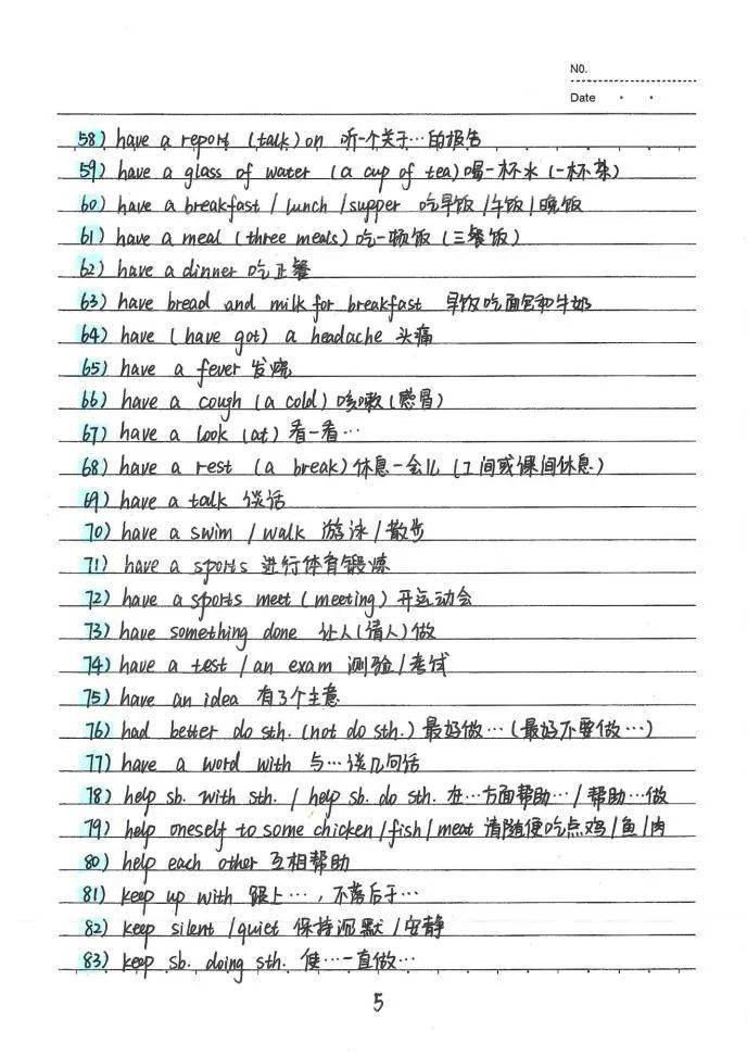 中考状元英语手写笔记初中英语词汇归纳整理建议收藏