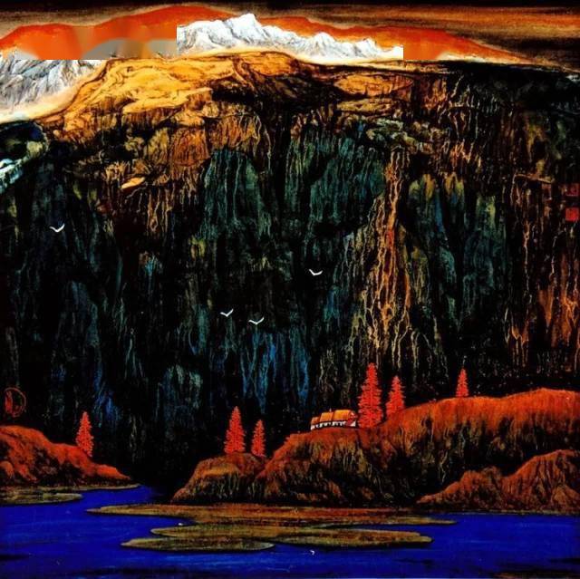 毛雪峰重彩山水画作品欣赏_中国画院