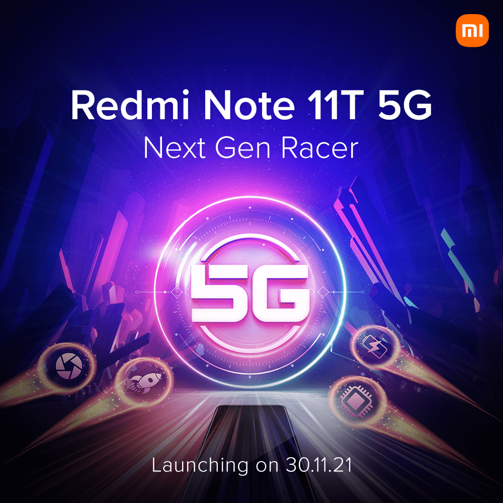 Redmi Note 11T 5G 官宣：将于 11 月 30 日在印度推出