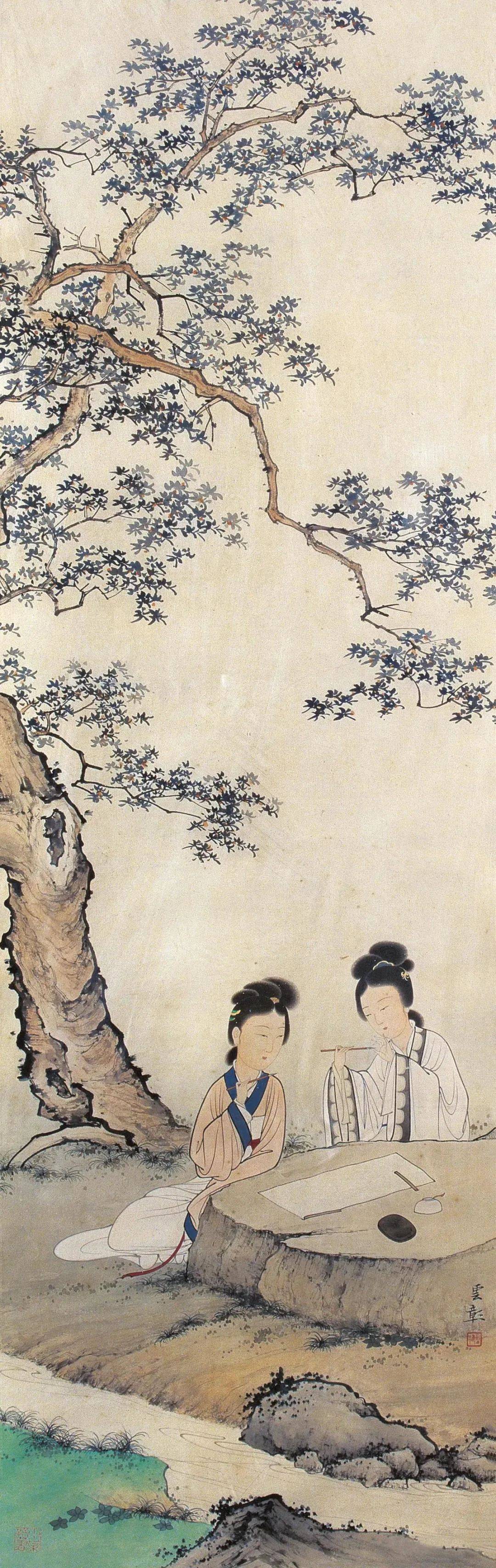 陈少梅仕女图书卷气十足