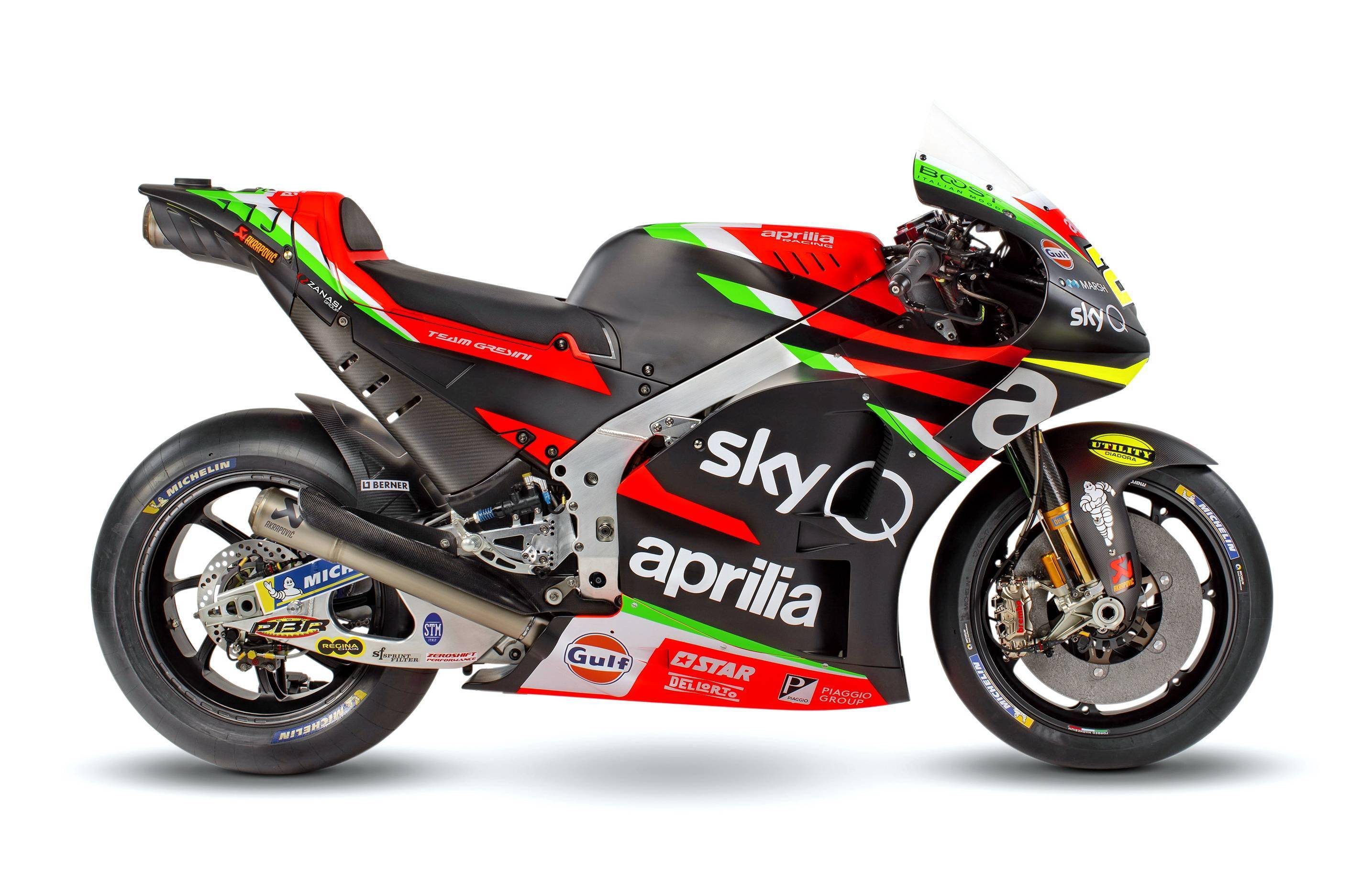 下图:吉斯尼 motogp 车队的阿普利亚 2020&apos rs-gp 工厂赛车(资料