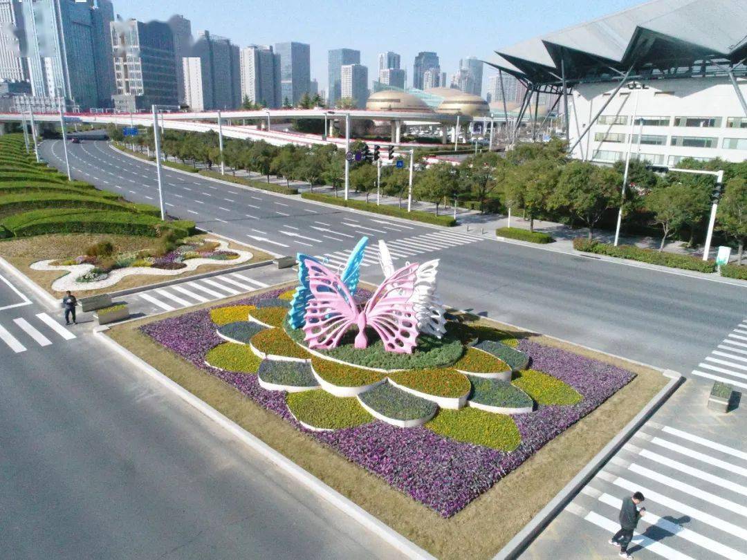 耐寒花卉应用案例郑州商务内环路花坛